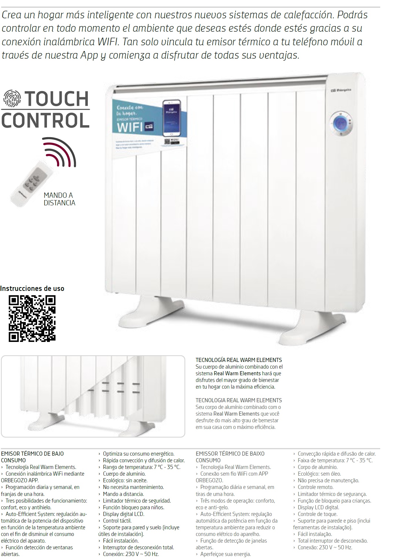 Orbegozo RRW 800 Emettitore Termico WiFi A 5 Elementi, 800W, Corpo In Alluminio, Programmazione Giornaliera, Display Touch, Funzione Antigelo - 3